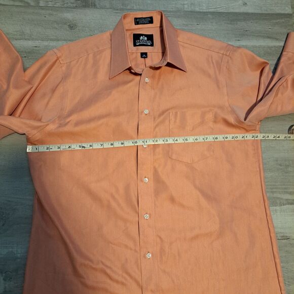 Stafford Men's Size 16 32/33 Shirt Long Sleeve Button Down Wrinkle Free Orange - Picture 7 of 10